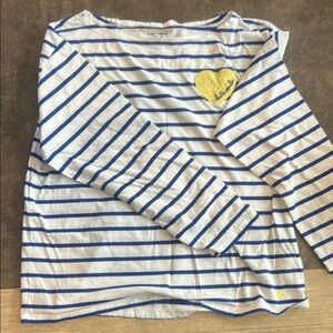Kate Spade Blue and White Striped 3/4 Sleeve Tee